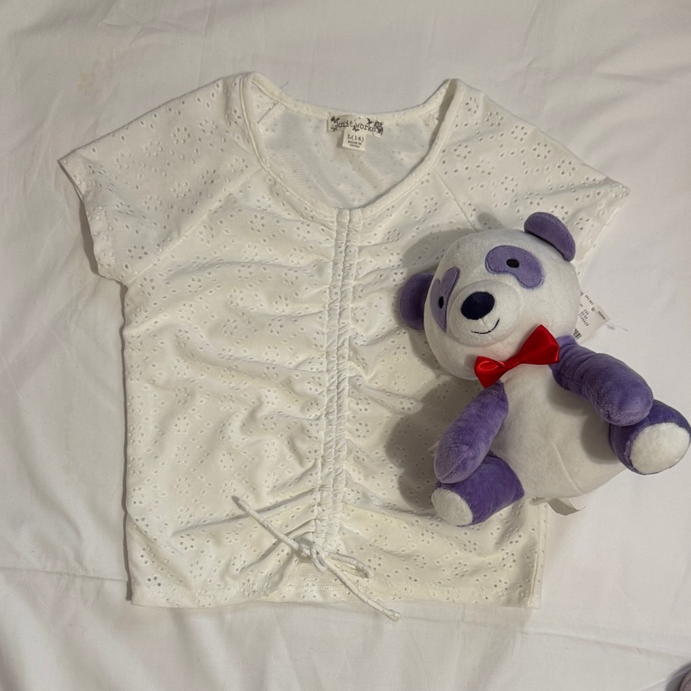 Hollister White Eyelet Kids Tee